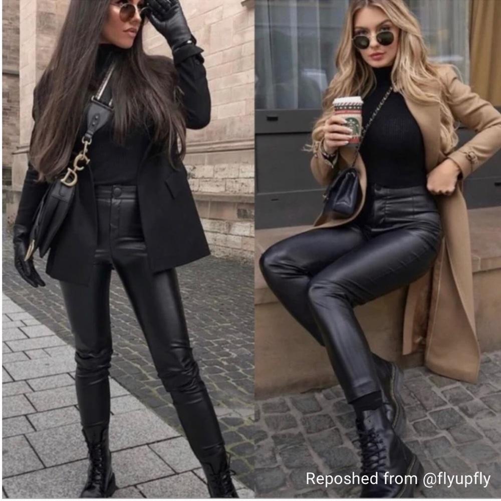 ZARA High Waisted Faux Leather Pants